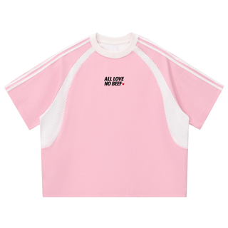 Contrast Stripes Panel Mesh T-shirt